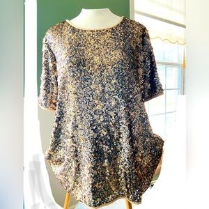 Gold sequined pullover top